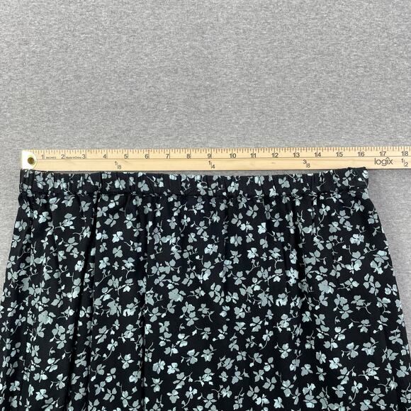 Melrose and Market Floral Maxi Skirt Large Black Blue Elastic Waist Pockets Boho - Picture 4 of 15